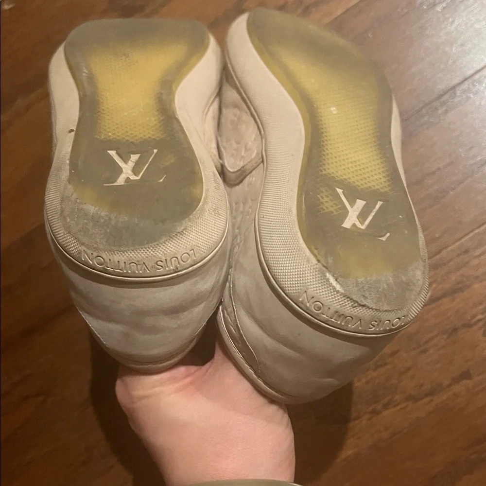 Louis Vuitton Powder Pink Monogram Nubuck Leather Popincourt Sneakers Size 37.5 - Picture 5 of 9